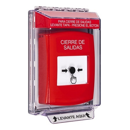 GLR031LD-ES STI Red Indoor/Outdoor Low Profile Flush Mount Key-to-Reset Push Button with LOCKDOWN Label Spanish