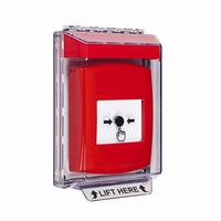 GLR031NT-EN STI Red Indoor/Outdoor Low Profile Flush Mount Key-to-Reset Push Button with No Text Label English