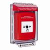 GLR031PS-ES STI Red Indoor/Outdoor Low Profile Flush Mount Key-to-Reset Push Button with FUEL PUMP SHUT-DOWN Label Spanish