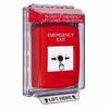 GLR041EX-EN STI Red Indoor/Outdoor Low Profile Flush Mount w/ Sound Key-to-Reset Push Button with EMERGENCY EXIT Label English