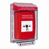 GLR041HV-ES STI Red Indoor/Outdoor Low Profile Flush Mount w/ Sound Key-to-Reset Push Button with HVAC SHUT-DOWN Label Spanish