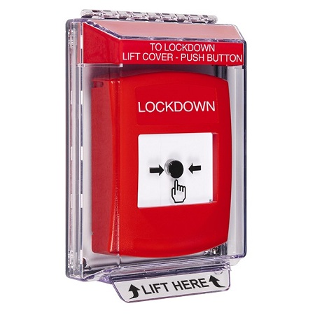 GLR041LD-EN STI Red Indoor/Outdoor Low Profile Flush Mount w/ Sound Key-to-Reset Push Button with LOCKDOWN Label English