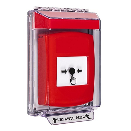 GLR041NT-ES STI Red Indoor/Outdoor Low Profile Flush Mount w/ Sound Key-to-Reset Push Button with No Text Label Spanish