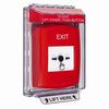 GLR041XT-EN STI Red Indoor/Outdoor Low Profile Flush Mount w/ Sound Key-to-Reset Push Button with EXIT Label English