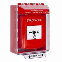 GLR071EV-ES STI Red Indoor/Outdoor Low Profile Surface Mount Key-to-Reset Push Button with EVACUATION Label Spanish