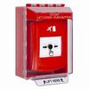GLR071RM-EN STI Red Indoor/Outdoor Low Profile Surface Mount Key-to-Reset Push Button with Running Man Icon English