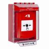 GLR071RM-ES STI Red Indoor/Outdoor Low Profile Surface Mount Key-to-Reset Push Button with Running Man Icon Spanish