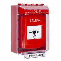 GLR071XT-ES STI Red Indoor/Outdoor Low Profile Surface Mount Key-to-Reset Push Button with EXIT Label Spanish