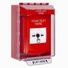 GLR071ZA-EN STI Red Indoor/Outdoor Low Profile Surface Mount Key-to-Reset Push Button with Non-Returnable Custom Text Label English