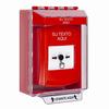 GLR071ZA-ES STI Red Indoor/Outdoor Low Profile Surface Mount Key-to-Reset Push Button with Non-Returnable Custom Text Label Spanish