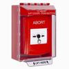GLR081AB-EN STI Red Indoor/Outdoor Low Profile Surface Mount w/ Sound Key-to-Reset Push Button with ABORT Label English
