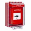 GLR081AB-ES STI Red Indoor/Outdoor Low Profile Surface Mount w/ Sound Key-to-Reset Push Button with ABORT Label Spanish