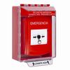 GLR081EM-ES STI Red Indoor/Outdoor Low Profile Surface Mount w/ Sound Key-to-Reset Push Button with EMERGENCY Label Spanish