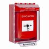 GLR081EV-ES STI Red Indoor/Outdoor Low Profile Surface Mount w/ Sound Key-to-Reset Push Button with EVACUATION Label Spanish