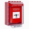GLR081PO-EN STI Red Indoor/Outdoor Low Profile Surface Mount w/ Sound Key-to-Reset Push Button with EMERGENCY POWER OFF Label English