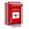 GLR081PO-ES STI Red Indoor/Outdoor Low Profile Surface Mount w/ Sound Key-to-Reset Push Button with EMERGENCY POWER OFF Label Spanish