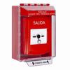 GLR081XT-ES STI Red Indoor/Outdoor Low Profile Surface Mount w/ Sound Key-to-Reset Push Button with EXIT Label Spanish