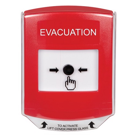 GLR0A1EV-EN STI Red Indoor Only Shield w/ Sound Key-to-Reset Push Button with EVACUATION Label English