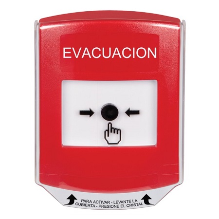 GLR0A1EV-ES STI Red Indoor Only Shield w/ Sound Key-to-Reset Push Button with EVACUATION Label Spanish