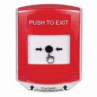 GLR0A1PX-EN STI Red Indoor Only Shield w/ Sound Key-to-Reset Push Button with PUSH TO EXIT Label English