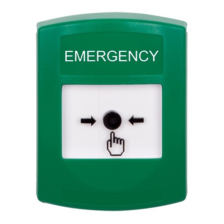 GLR101EM-EN STI Green Indoor Only No Cover Key-to-Reset Push Button with EMERGENCY LabelEnglish