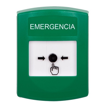 GLR101EM-ES STI Green Indoor Only No Cover Key-to-Reset Push Button with EMERGENCY Label Spanish