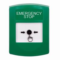 GLR101ES-EN STI Green Indoor Only No Cover Key-to-Reset Push Button with EMERGENCY STOP Label English
