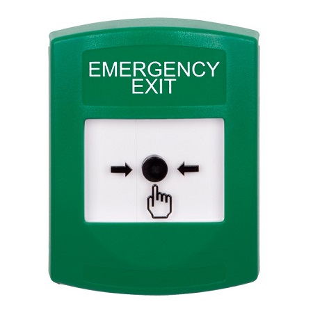 GLR101EX-EN STI Green Indoor Only No Cover Key-to-Reset Push Button with EMERGENCY EXIT Label English