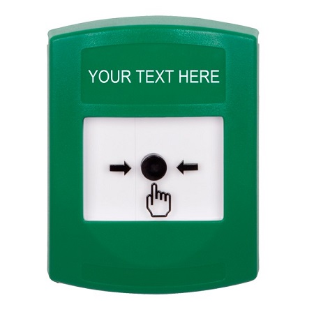 GLR101ZA-EN STI Green Indoor Only No Cover Key-to-Reset Push Button with Non-Returnable Custom Text Label English