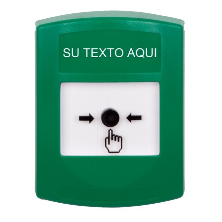 GLR101ZA-ES STI Green Indoor Only No Cover Key-to-Reset Push Button with Non-Returnable Custom Text Label Spanish