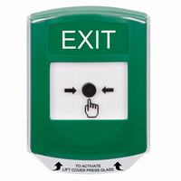 GLR121XT-EN STI Green Indoor Only Shield Key-to-Reset Push Button with EXIT Label English