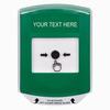 GLR121ZA-EN STI Green Indoor Only Shield Key-to-Reset Push Button with Non-Returnable Custom Text Label English
