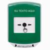 GLR121ZA-ES STI Green Indoor Only Shield Key-to-Reset Push Button with Non-Returnable Custom Text Label Spanish