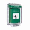 GLR131LD-EN STI Green Indoor/Outdoor Low Profile Flush Mount Key-to-Reset Push Button with LOCKDOWN Label English