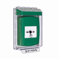 GLR131NT-EN STI Green Indoor/Outdoor Low Profile Flush Mount Key-to-Reset Push Button with No Text Label English