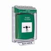 GLR131PX-EN STI Green Indoor/Outdoor Low Profile Flush Mount Key-to-Reset Push Button with PUSH TO EXIT Label English