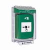 GLR131RM-EN STI Green Indoor/Outdoor Low Profile Flush Mount Key-to-Reset Push Button with Running Man Icon English