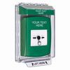 GLR131ZA-EN STI Green Indoor/Outdoor Low Profile Flush Mount Key-to-Reset Push Button with Non-Returnable Custom Text Label English