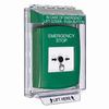 GLR141ES-EN STI Green Indoor/Outdoor Low Profile Flush Mount w/ Sound Key-to-Reset Push Button with EMERGENCY STOP Label English