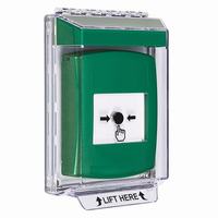 GLR141NT-EN STI Green Indoor/Outdoor Low Profile Flush Mount w/ Sound Key-to-Reset Push Button with No Text Label English