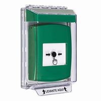 GLR141NT-ES STI Green Indoor/Outdoor Low Profile Flush Mount w/ Sound Key-to-Reset Push Button with No Text Label Spanish