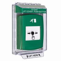 GLR141RM-EN STI Green Indoor/Outdoor Low Profile Flush Mount w/ Sound Key-to-Reset Push Button with Running Man Icon English