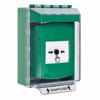 GLR171NT-ES STI Green Indoor/Outdoor Low Profile Surface Mount Key-to-Reset Push Button with No Text Label Spanish