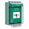 GLR171PX-ES STI Green Indoor/Outdoor Low Profile Surface Mount Key-to-Reset Push Button with PUSH TO EXIT Label Spanish