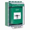 GLR171XT-EN STI Green Indoor/Outdoor Low Profile Surface Mount Key-to-Reset Push Button with EXIT Label English