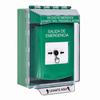 GLR181EX-ES STI Green Indoor/Outdoor Low Profile Surface Mount w/ Sound Key-to-Reset Push Button with EMERGENCY EXIT Label Spanish