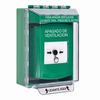 GLR181HV-ES STI Green Indoor/Outdoor Low Profile Surface Mount w/ Sound Key-to-Reset Push Button with HVAC SHUT-DOWN Label Spanish