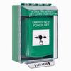 GLR181PO-EN STI Green Indoor/Outdoor Low Profile Surface Mount w/ Sound Key-to-Reset Push Button with EMERGENCY POWER OFF Label English