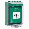 GLR181PX-EN STI Green Indoor/Outdoor Low Profile Surface Mount w/ Sound Key-to-Reset Push Button with PUSH TO EXIT Label English