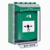 GLR181RM-EN STI Green Indoor/Outdoor Low Profile Surface Mount w/ Sound Key-to-Reset Push Button with Running Man Icon English